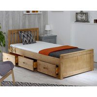 Mission - KIng - Storage Bed - Waxed Pine - Wood - 5ft - Happy Beds