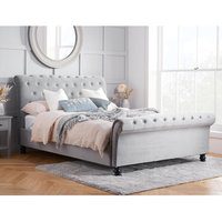 Opulence - King Size - Scroll Sleigh Bed - Grey - Velvet - 5ft - Happy Beds