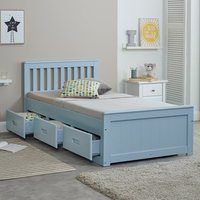 Mission - Single - Storage Bed - Blue - Wood - 3ft - Happy Beds