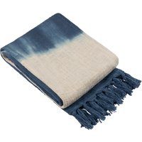 furn. Yard Mizu Dip Dye Fringed Throw - Blue Cotton - One Size