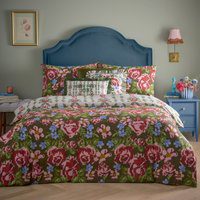 furn. Feeoni Cottage Floral Duvet Cover Set - Green Polycotton - Size Super King