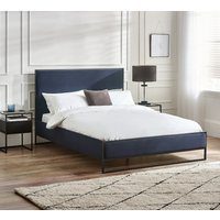 Cooper - King Size - Low Foot-End Bed - Navy Blue/Black - Fabric/Metal - 5ft - Happy Beds