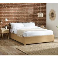 Westbrook – Double – Platform Ottoman Storage Bed – Oak – Wooden – 5ft - Happy Beds
