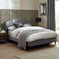 Sandy - Double - Ottoman Storage Bed - Grey - Velvet - 4ft6 - Happy Beds
