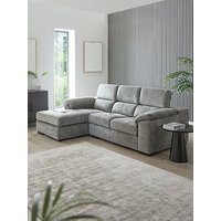 Brady Left Hand 3 Seater Fabric Chaise Sofa - Grey/Walnut - Fsc Certified