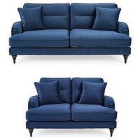 Very Home Victoria 3 + 2 Seater Fabric Sofa Set (Buy &Amp; Save!) - Navy - Fsc&Reg; Certified