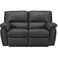 Leighton Leather/Faux Leather 2 Seater High Back Recliner Sofa - Black