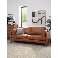 Very Home New Sasha 3 Seater Leather/Faux Leather Sofa - Tan