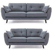 Very Home Paulo Fabric 3 + 2 Seater Sofa Set (Buy &Amp; Save!) - Midnight - Fsc&Reg; Certified